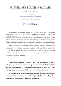 Informacja dotycząca planu działania obejmującego Stadion Miejski w Zalewie
