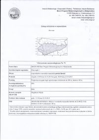 OSTRZEŻENIE METEOROLOGICZNE NR 71 z dnia 22.10.2019r.