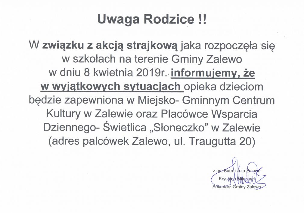 Uwaga Rodzice !!