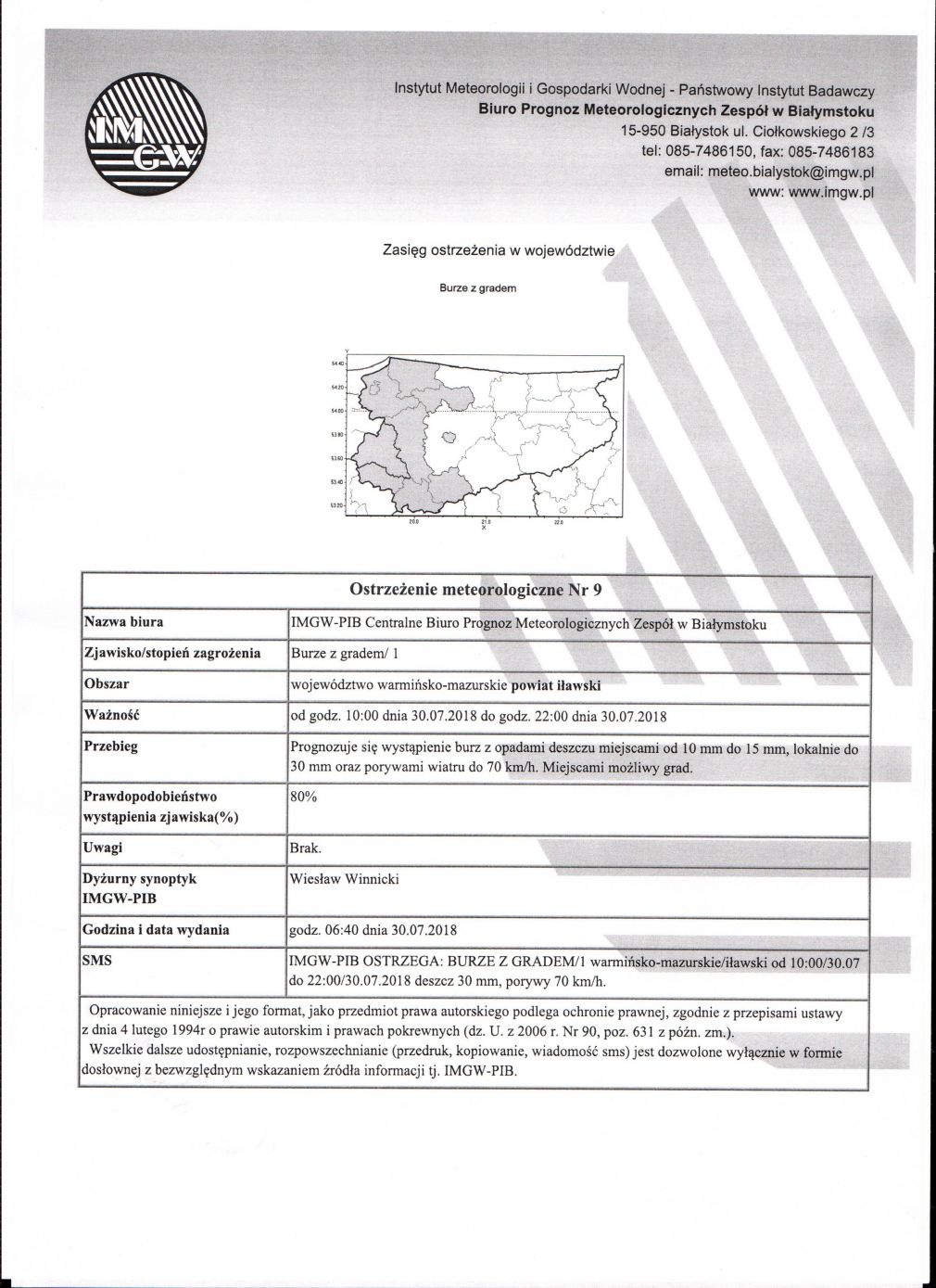 Ostrzeżenie meteorologiczne