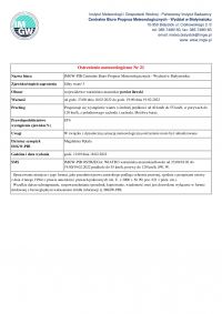 Ostrzeżenie meteorologiczne Nr 21