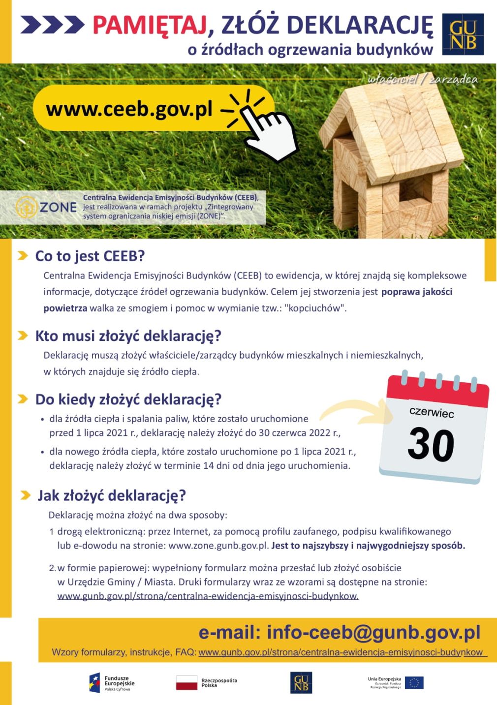Uwaga! 30 czerwca 2022 r. mija termin obowiązkowego zgłoszenia źródła ogrzewania do Centralnej Ewidencji Emisyjności Budynków (CEEB)