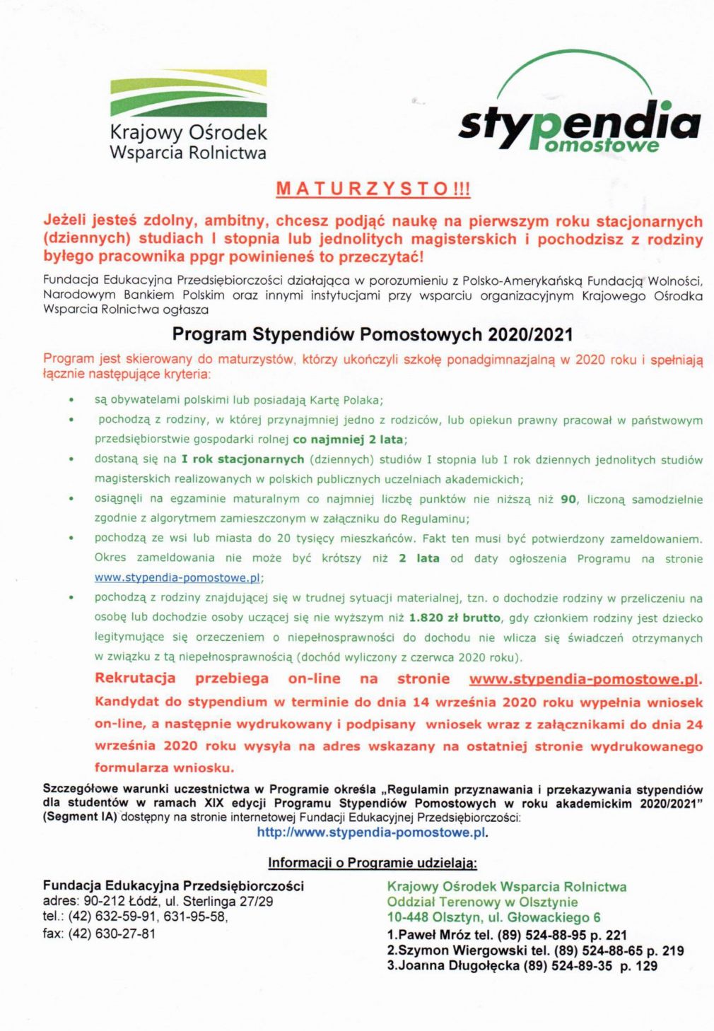 Stypendia pomostowe