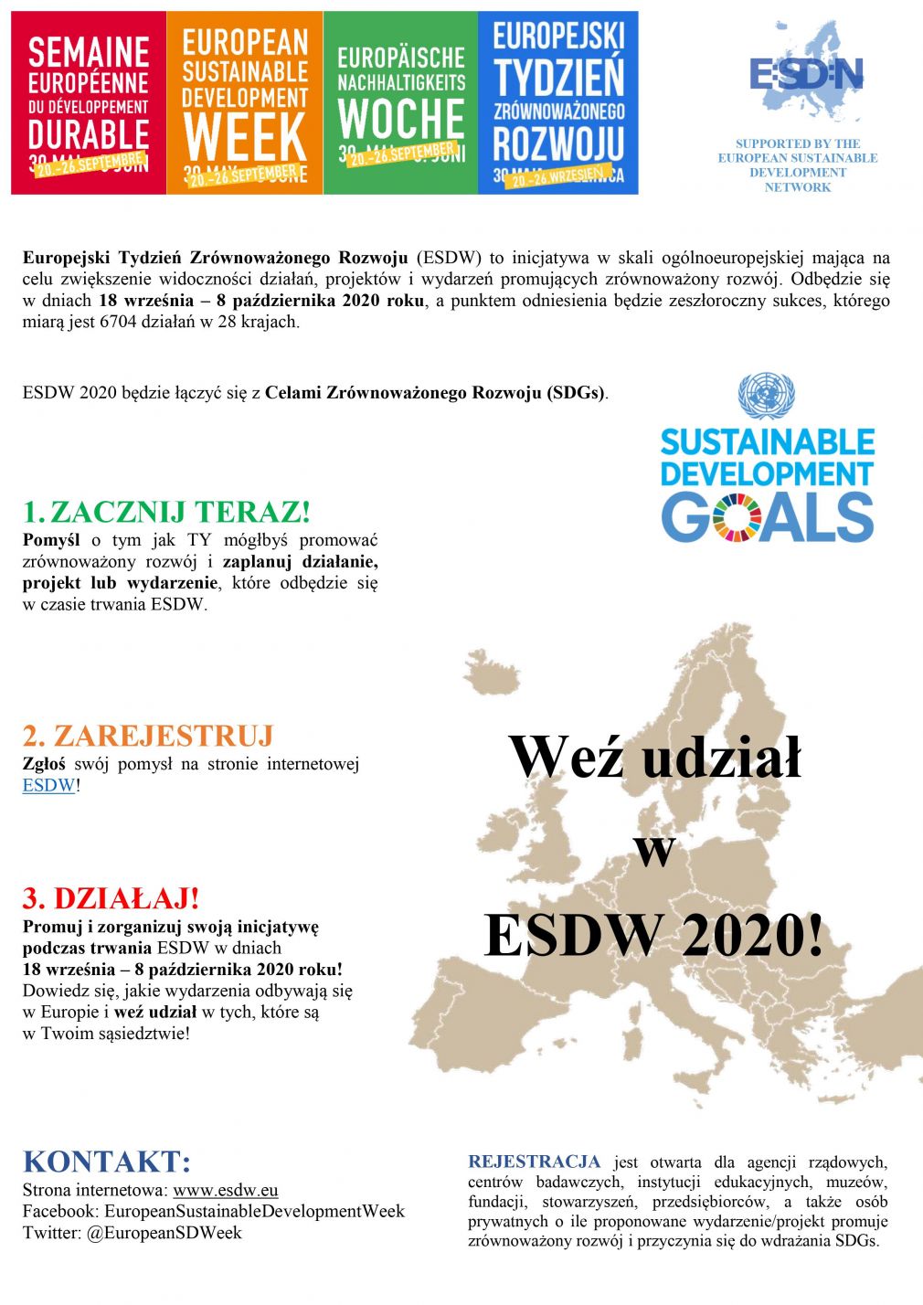 Zaproszenie na Europejski Tydzień Zrównoważonego Rozwoju