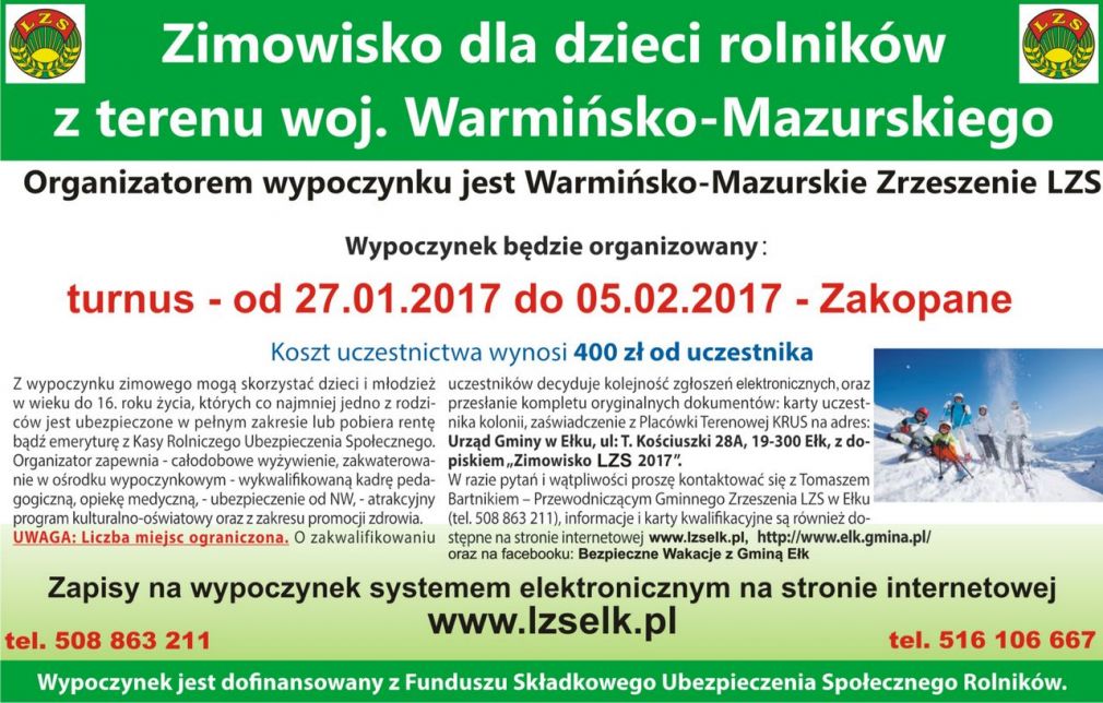 Zimowisko dla dzieci rolników