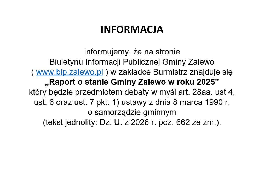 Debata nad raportem o Stanie Gminy Zalewo w roku 2025