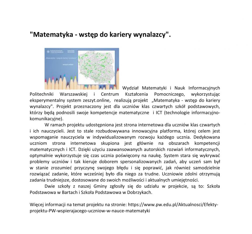 &quot;Matematyka - wstęp do kariery wynalazcy&quot;