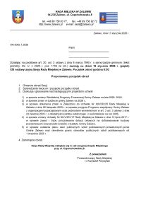 Zaproszenie na XXI nadzwyczajną Sesję Rady Miejskiej w Zalewie - 16.01.2026 r.