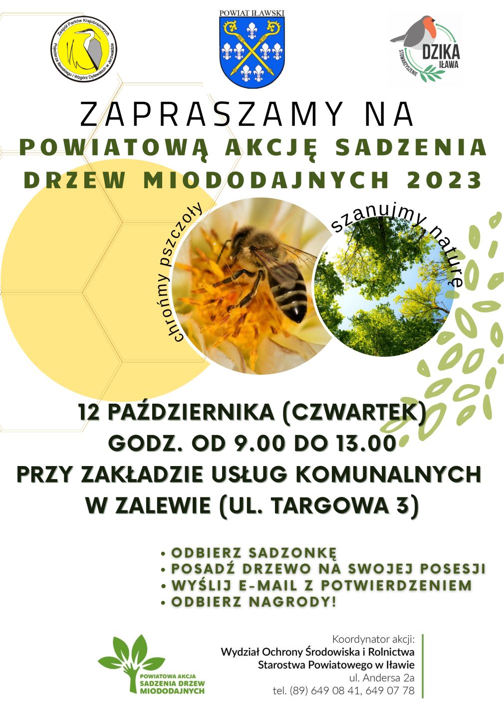 Zaproszenie na powiatową akcję sadzenia drzew-odbierz drzewko przy ZGK w Zalewie