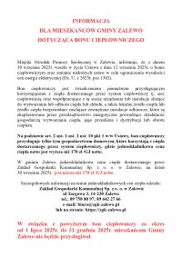 Informacja dotycząca bonu ciepłowniczego