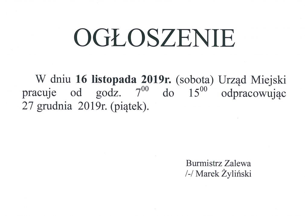 OGŁOSZENIE