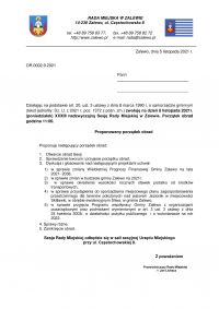 Zaproszenie na XXXIII nadzwyczajną Sesję Rady Miejskiej w Zalewie