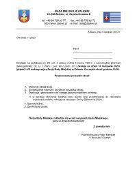 Zaproszenie na LVII nadzwyczajną Sesję Rady Miejskiej w Zalewie