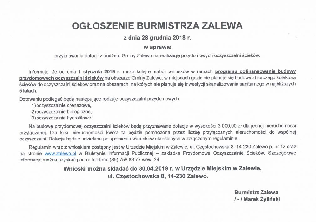 Dotacje na realizacje przydomowych oczyszczalni ścieków