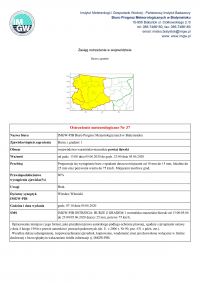 Ostrzeżenie meteorologiczne Nr 37