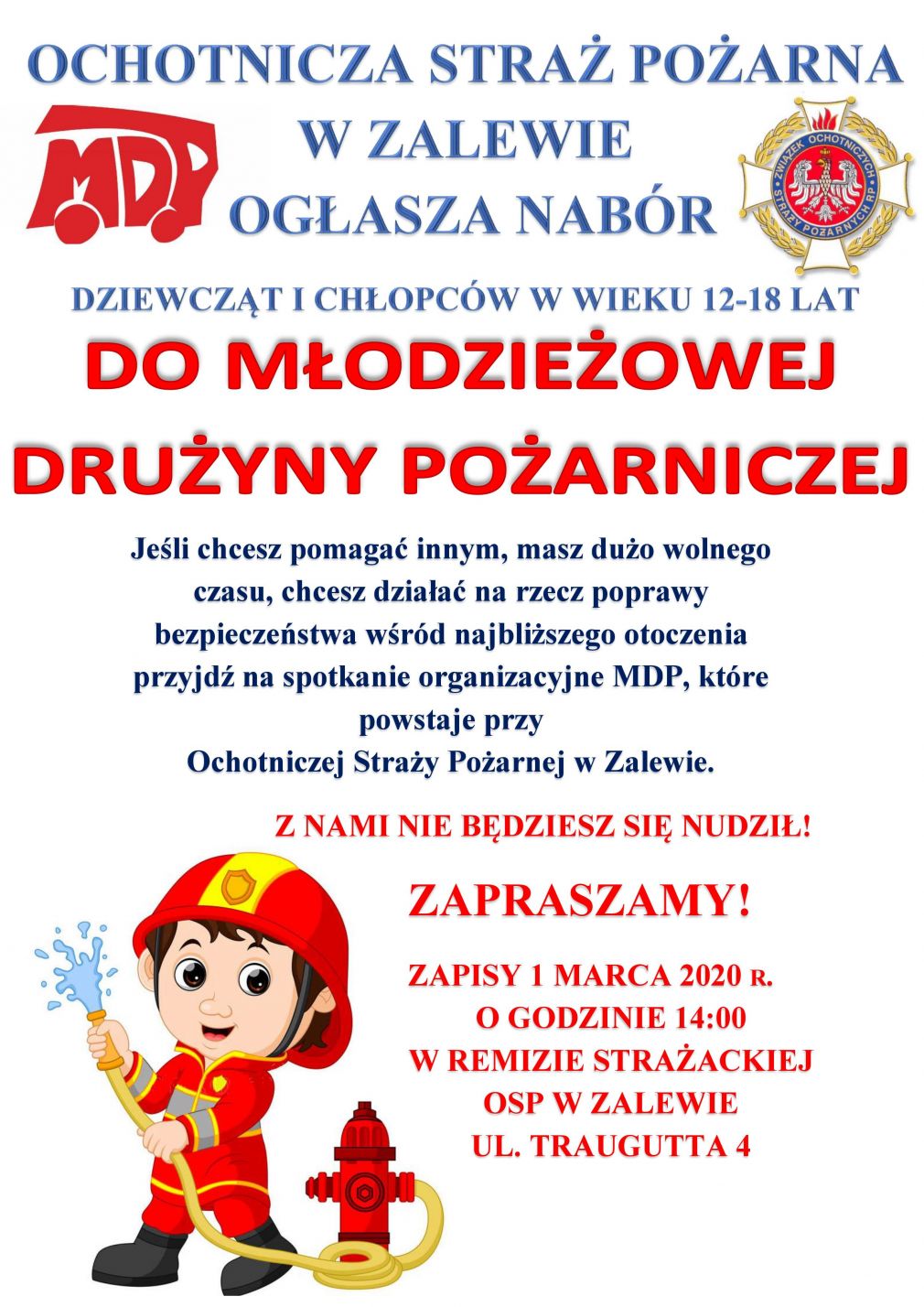 Nabór do Młodzieżowej Drużyny Pożarniczej w Zalewie