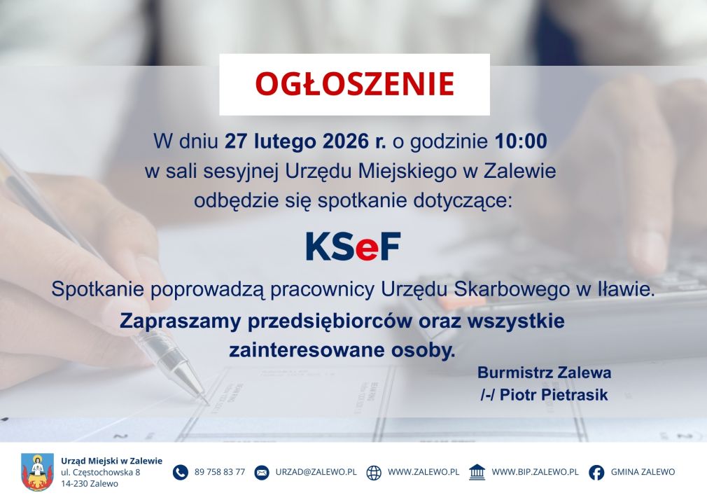 Zaproszenie na spotkanie informacyjne dotyczące KSeF
