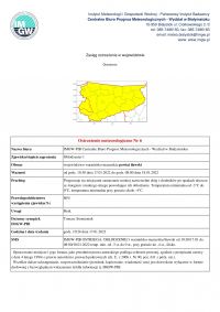 Ostrzeżenie meteorologiczne Nr 6