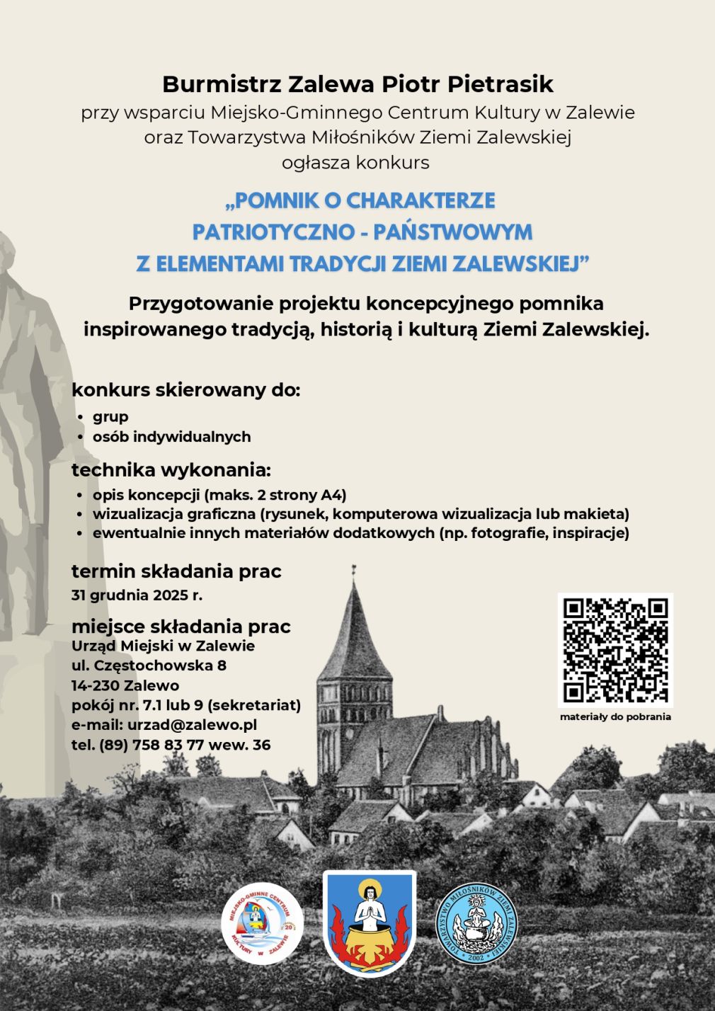 Zaproszenie do udziału w konkursie &quot;Pomnik o charakterze patriotyczno - państwowym z elementami tradycji Ziemi Zalewskiej